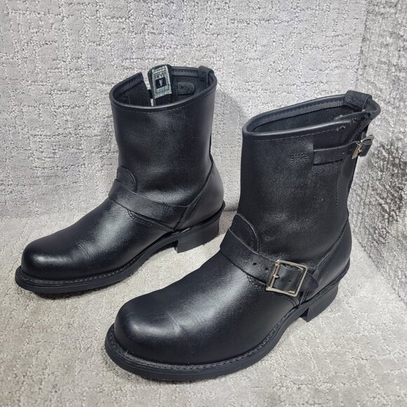 Frye Veronica Womens Size 9M Black Leather Mid Calf Pull On Motocycle Boots - Picture 1 of 10